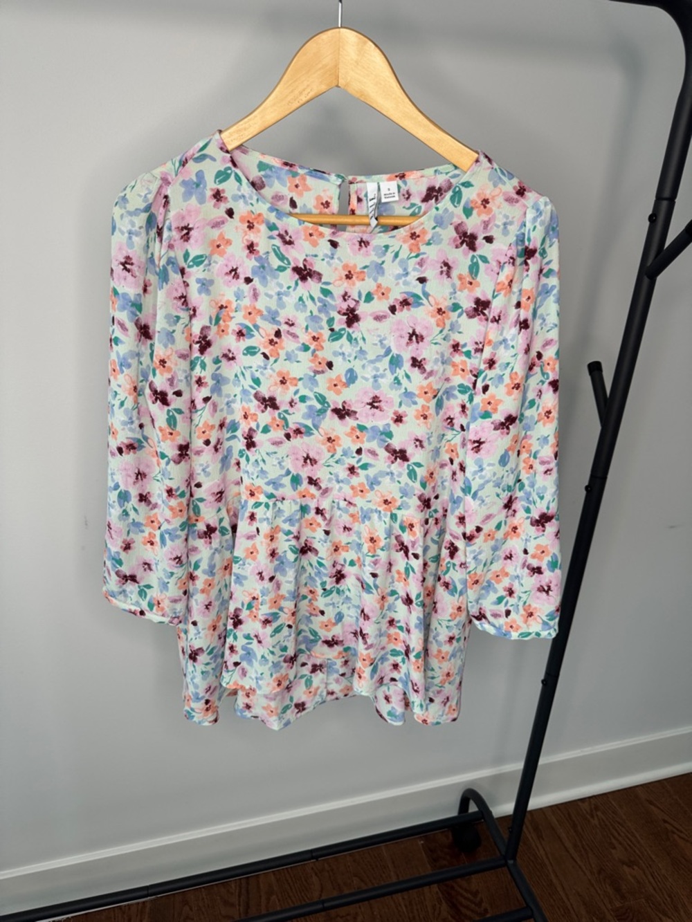 Elle Pastel Floral Peplum Top - Pink, Mint & Lilac